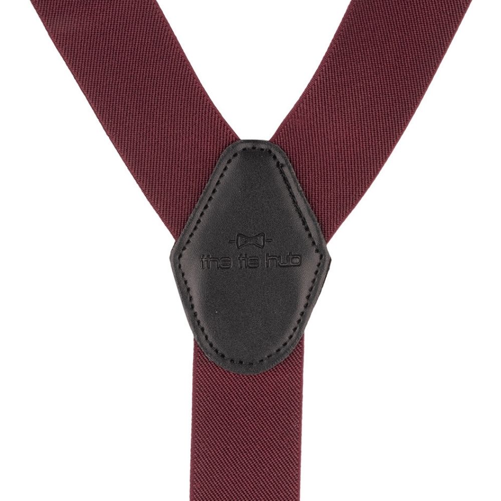 Burgundy Y-Back Clip-On Suspenders for Men