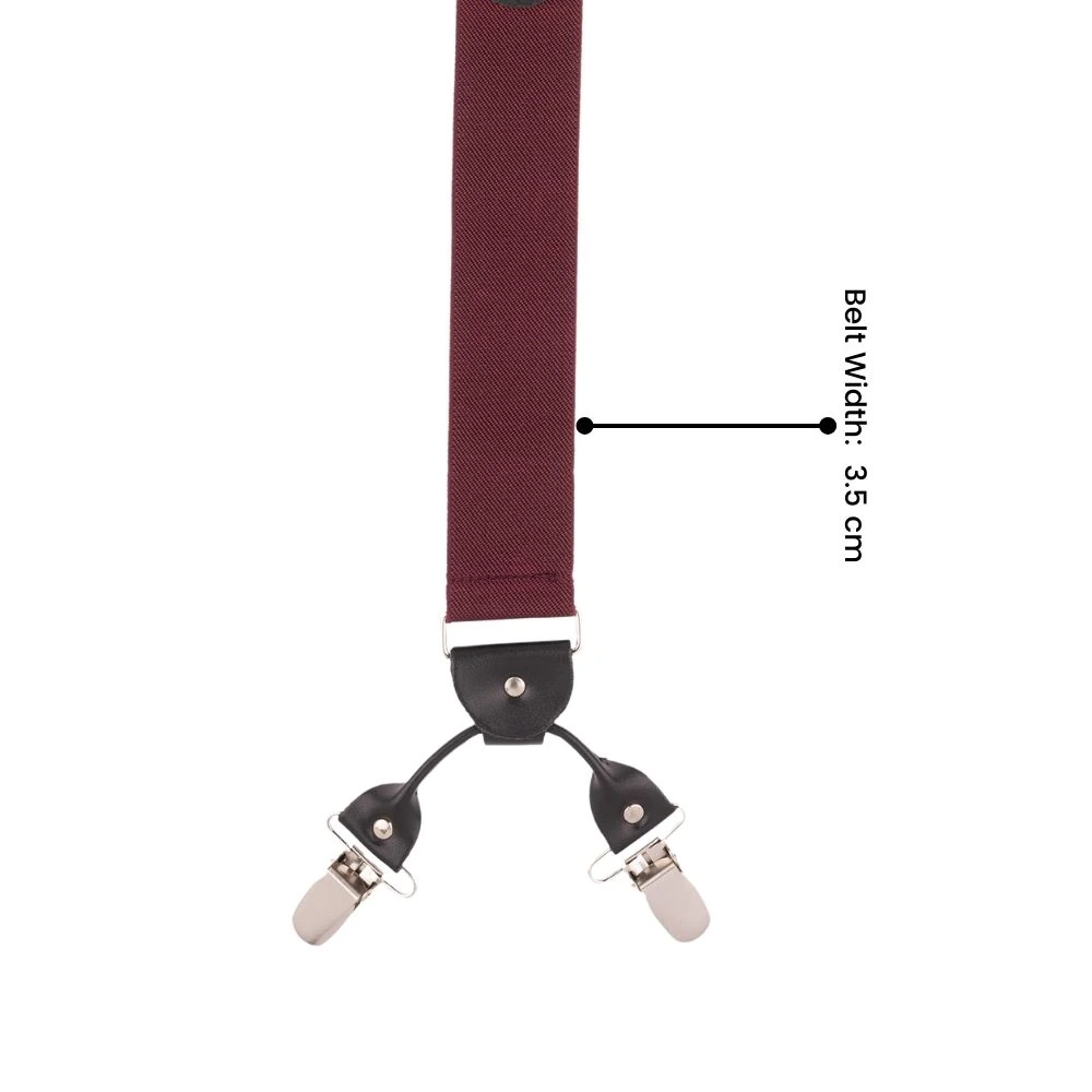 Burgundy Y-Back Clip-On Suspenders for Men