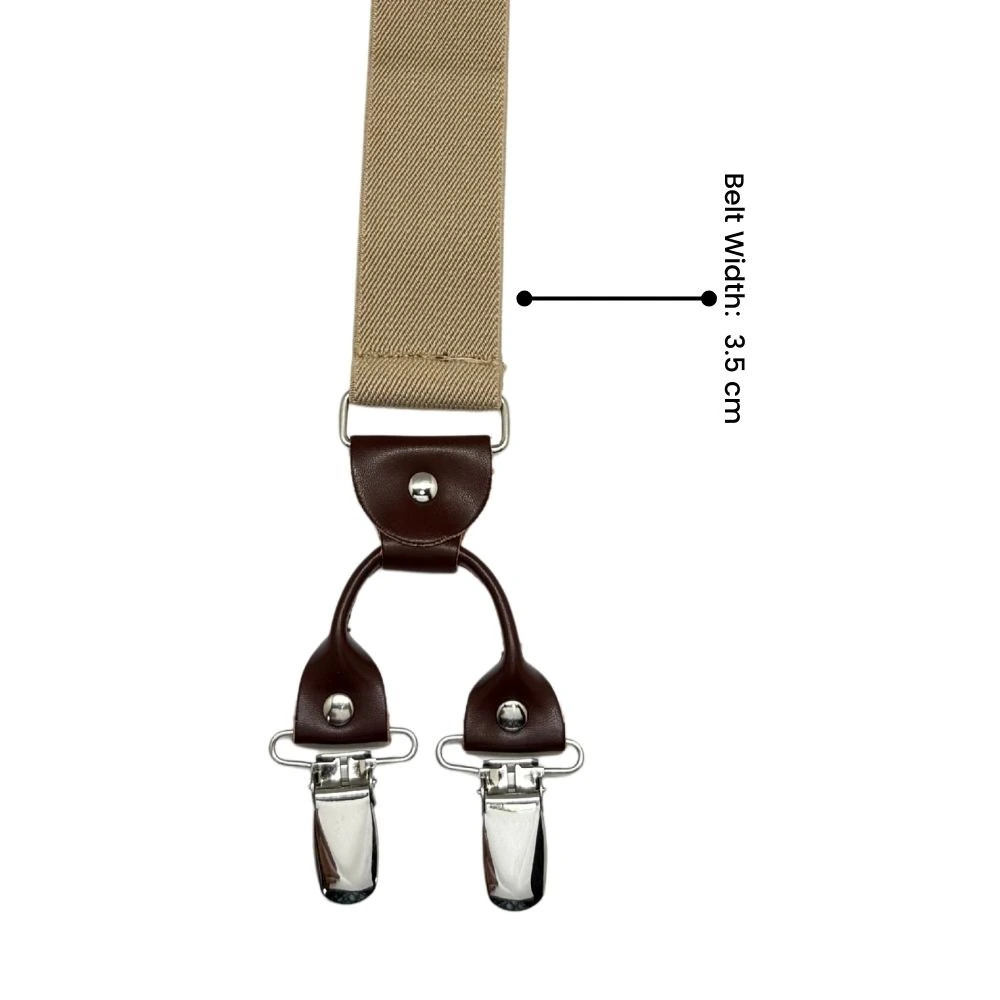 Khaki Y-Back Clip-On Suspenders for Men