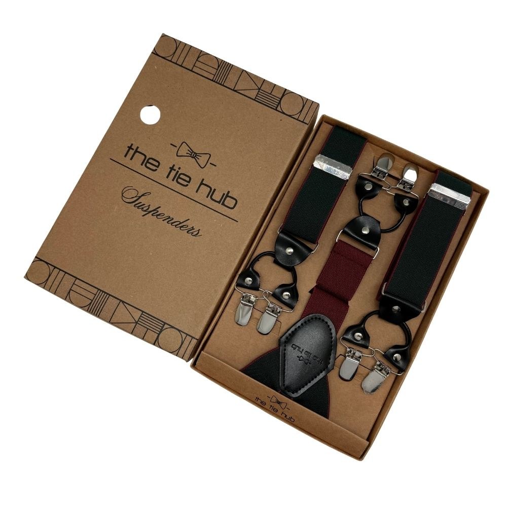 Green Y-Back Clip-On Suspenders for Men