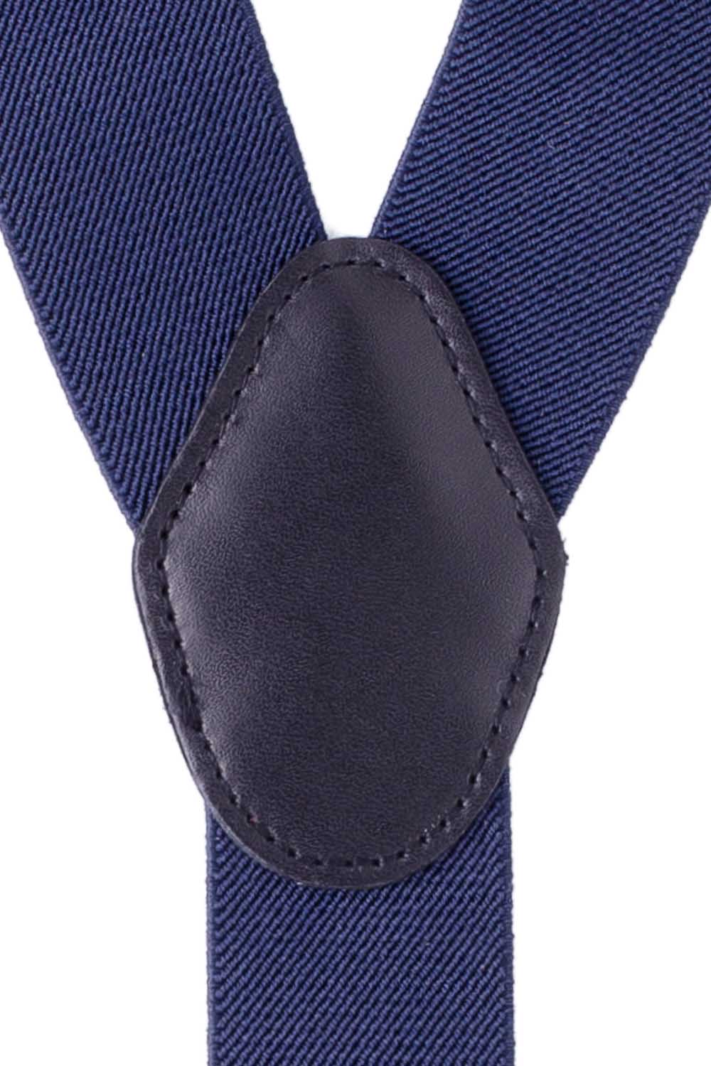 Navy Blue Y-Back Button-On Suspenders for Men