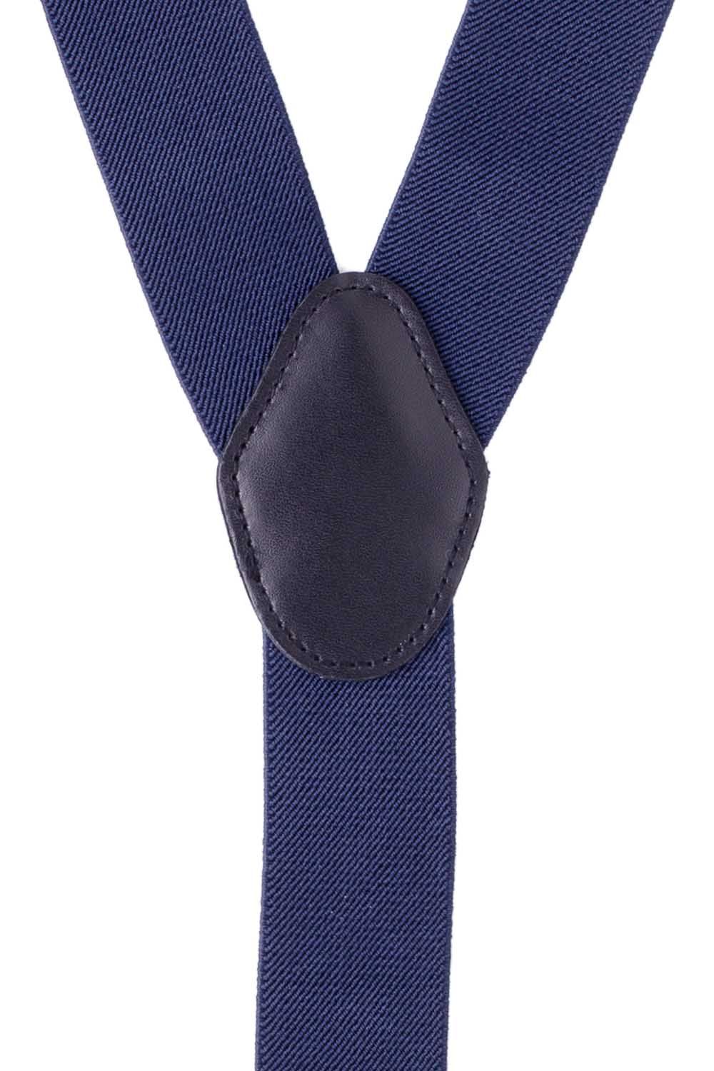 Navy Blue Y-Back Button-On Suspenders for Men