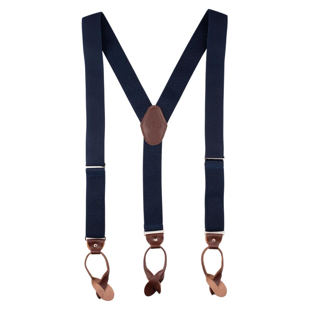 Royal Blue Y-Back Button-On Suspenders for Men