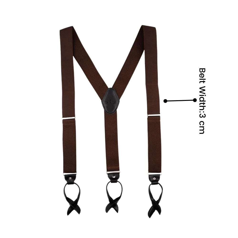 Brown Y-Back Button-On Suspenders for Men