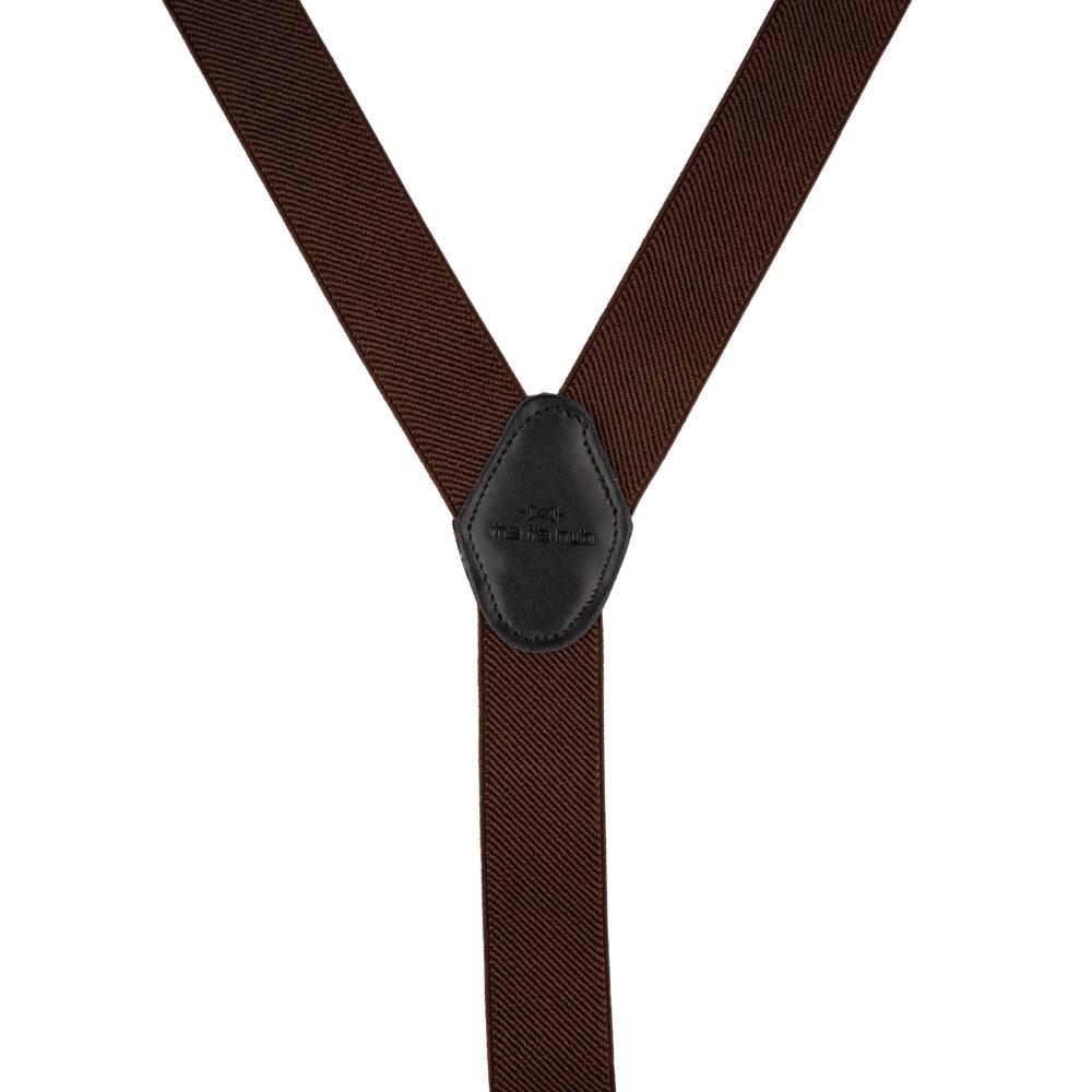 Brown Y-Back Button-On Suspenders for Men