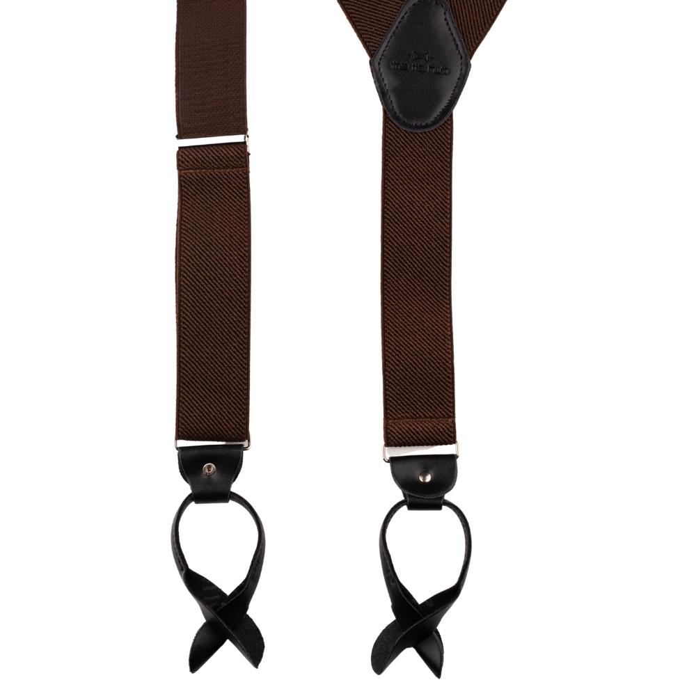 Brown Y-Back Button-On Suspenders for Men