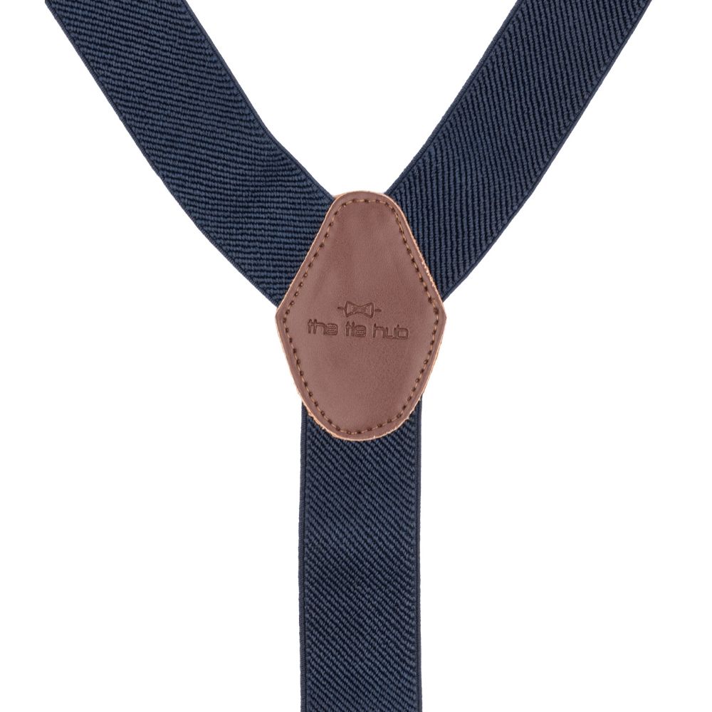 Cobalt Blue Y-Back Button-On Suspenders for Men