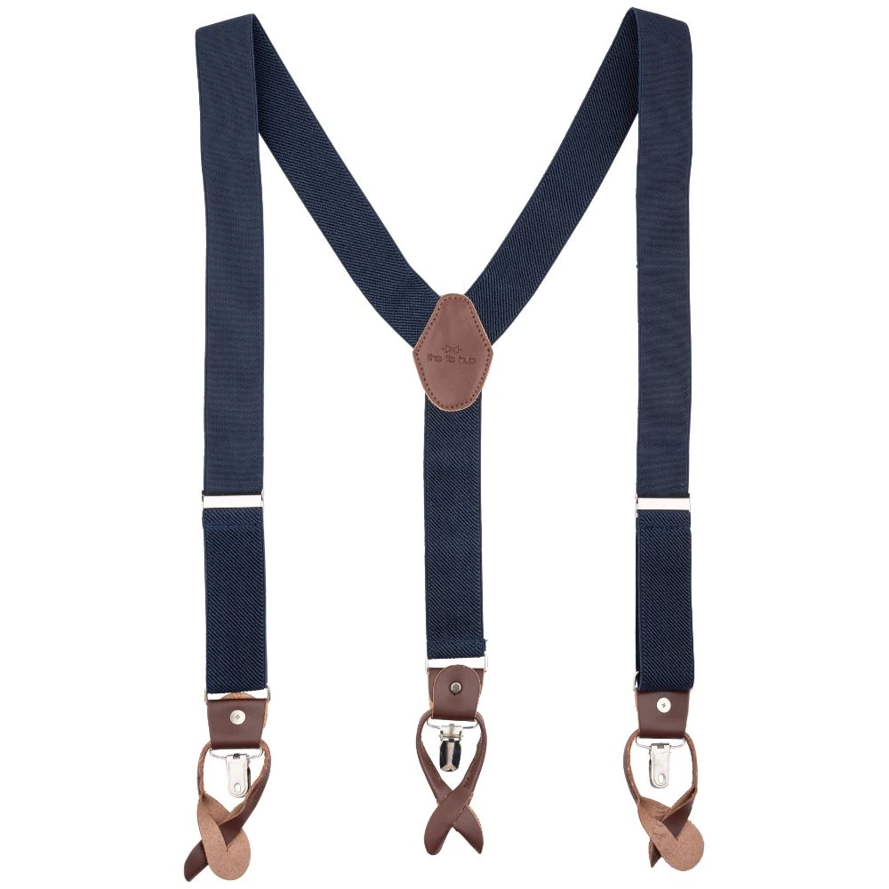 Cobalt Blue Y-Back Button-On Suspenders for Men