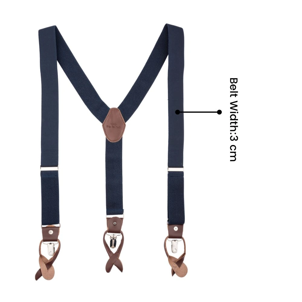 Cobalt Blue Y-Back Button-On Suspenders for Men