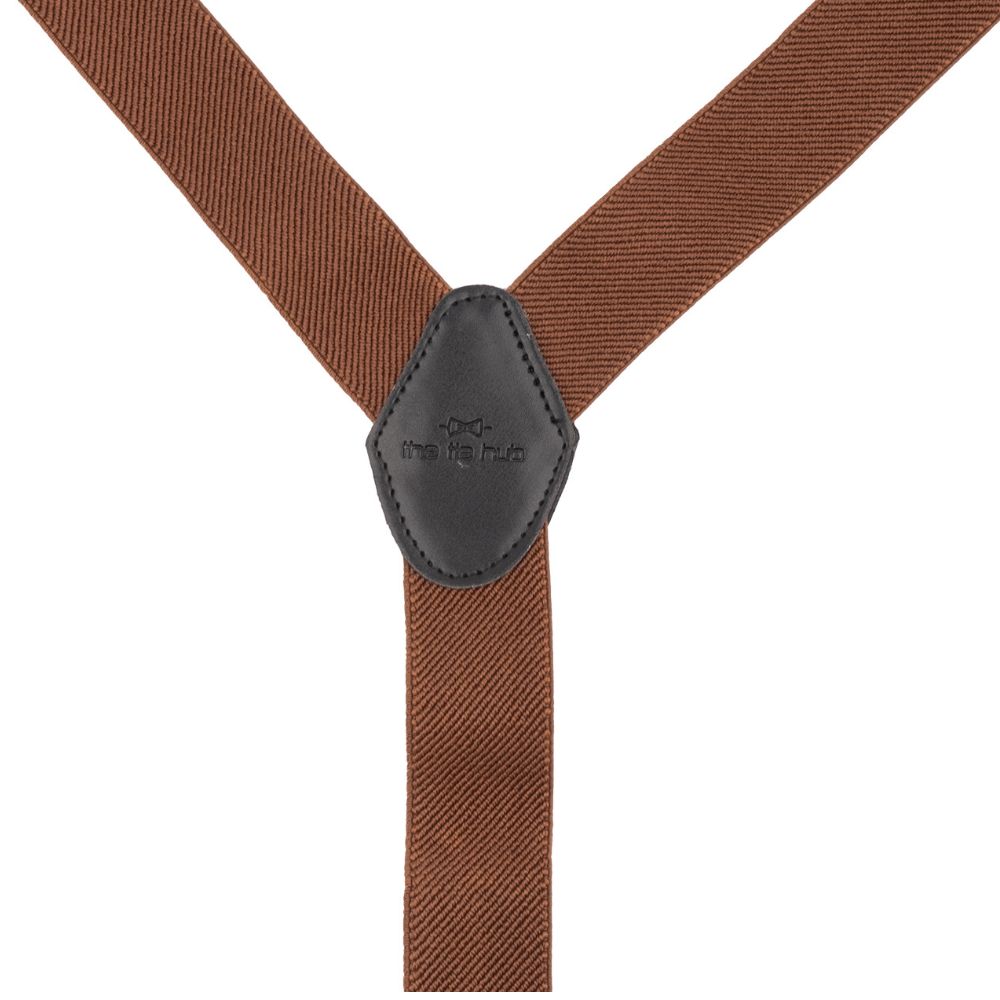 Coffee Brown Y-Back Button-On Suspenders for Men