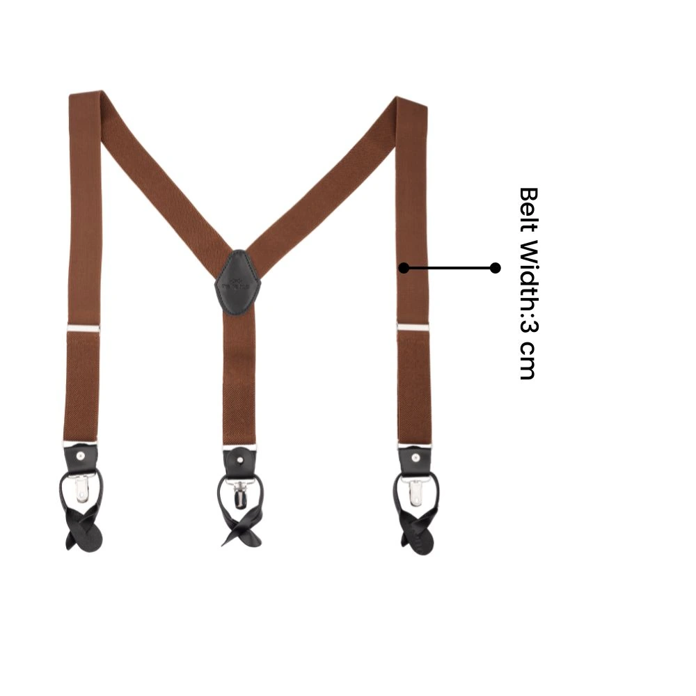 Coffee Brown Y-Back Button-On Suspenders for Men
