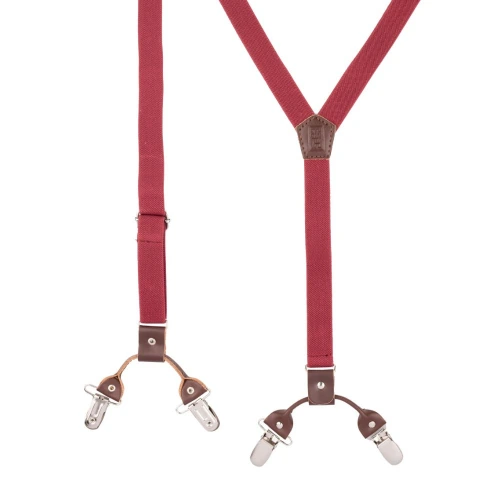 Burgundy Y-Back Clip-On Suspenders for Men