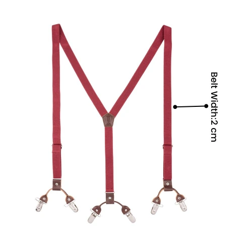 Burgundy Y-Back Clip-On Suspenders for Men