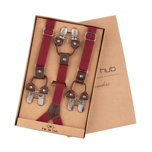 Burgundy Y-Back Clip-On Suspenders for Men