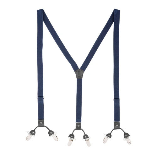 Navy Blue Y-Back Clip-On Suspenders for Men