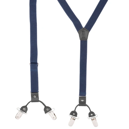 Navy Blue Y-Back Clip-On Suspenders for Men
