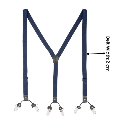 Navy Blue Y-Back Clip-On Suspenders for Men