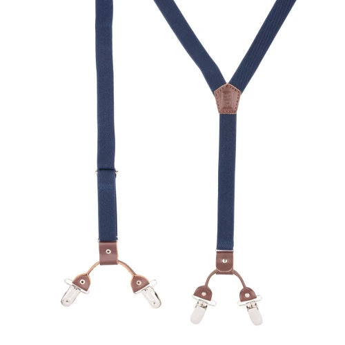 Navy Blue Y-Back Clip-On Suspenders for Men