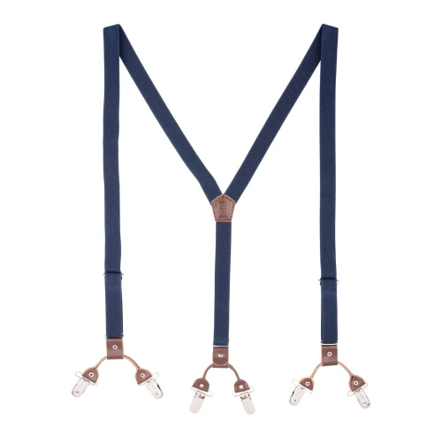Navy Blue Y-Back Clip-On Suspenders for Men