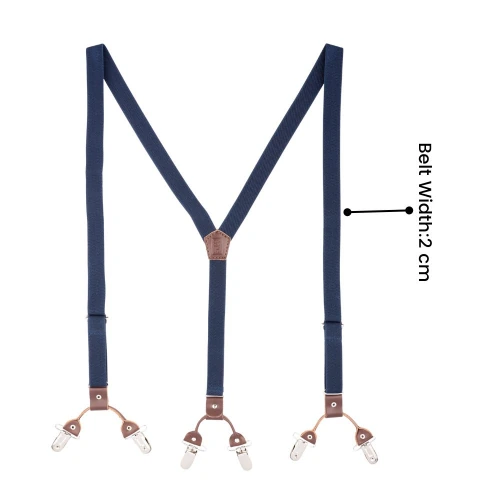 Navy Blue Y-Back Clip-On Suspenders for Men