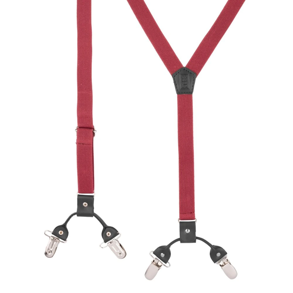 Burgundy Y-Back Clip-On Suspenders for Men