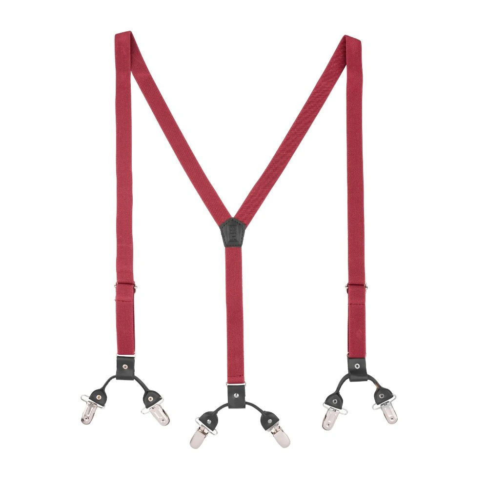 Burgundy Y-Back Clip-On Suspenders for Men