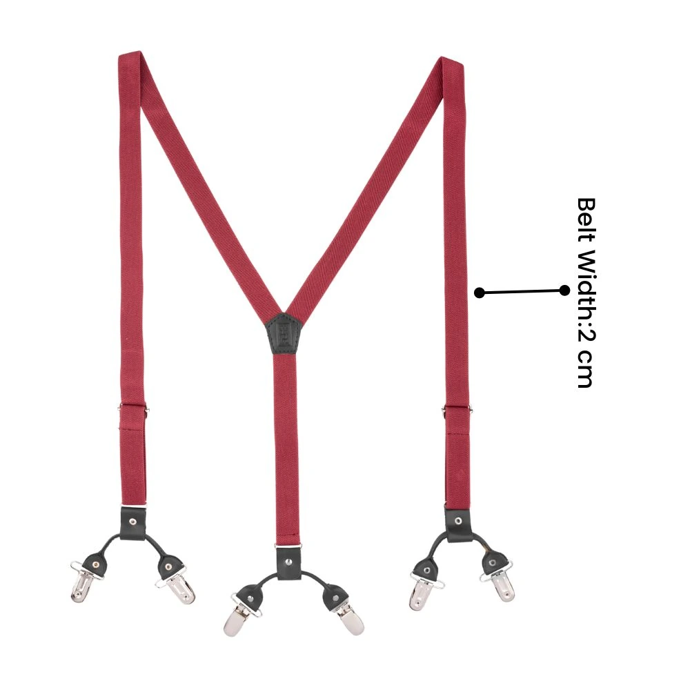 Burgundy Y-Back Clip-On Suspenders for Men