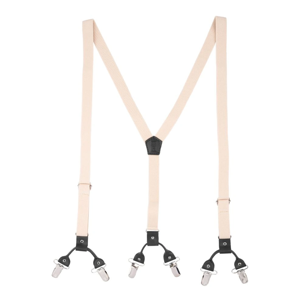 Cream Y-Back Clip-On Suspenders for Men