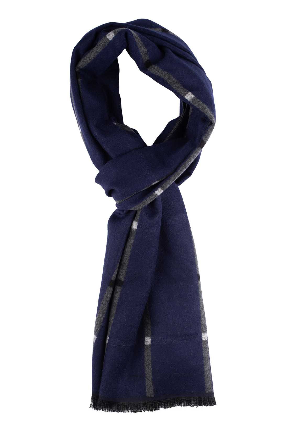 Grey Checked Wool Scarf for Men