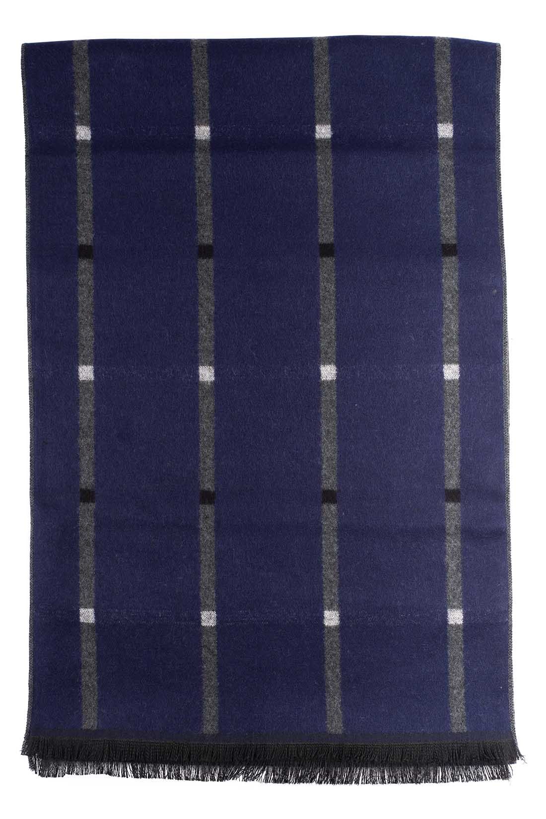 Grey Checked Wool Scarf for Men