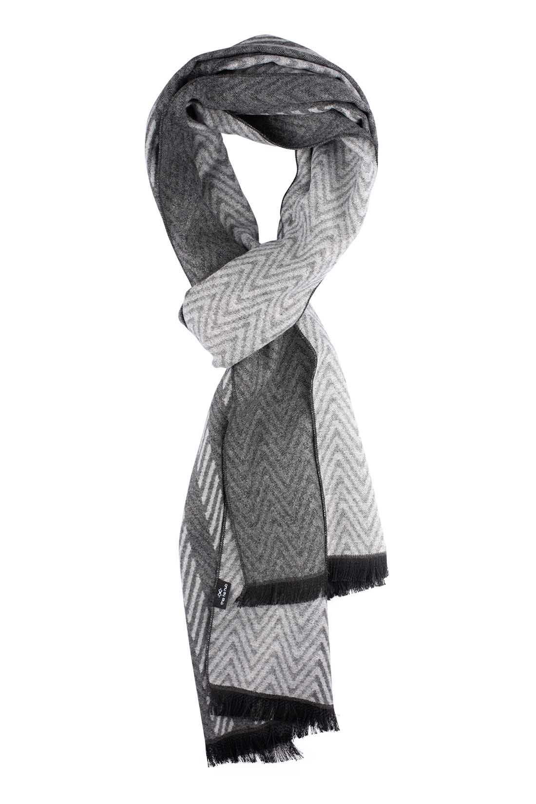 Grey Geometric Wool Scarf for Men