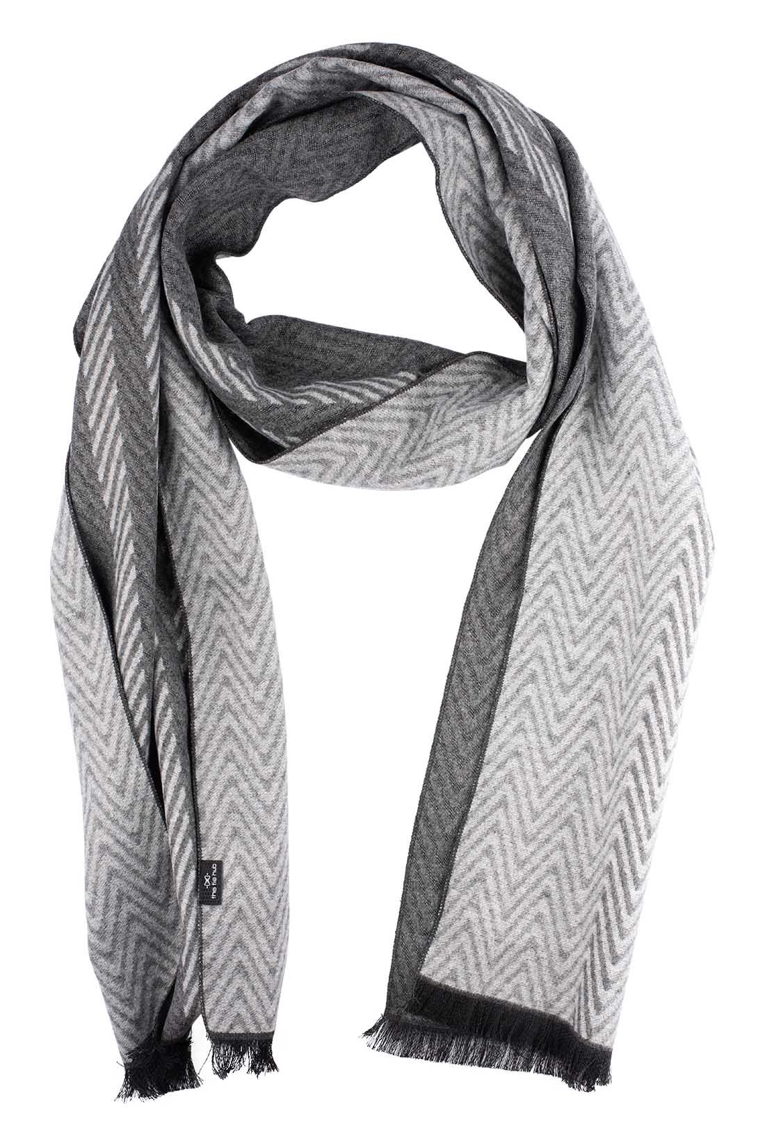 Grey Geometric Wool Scarf for Men
