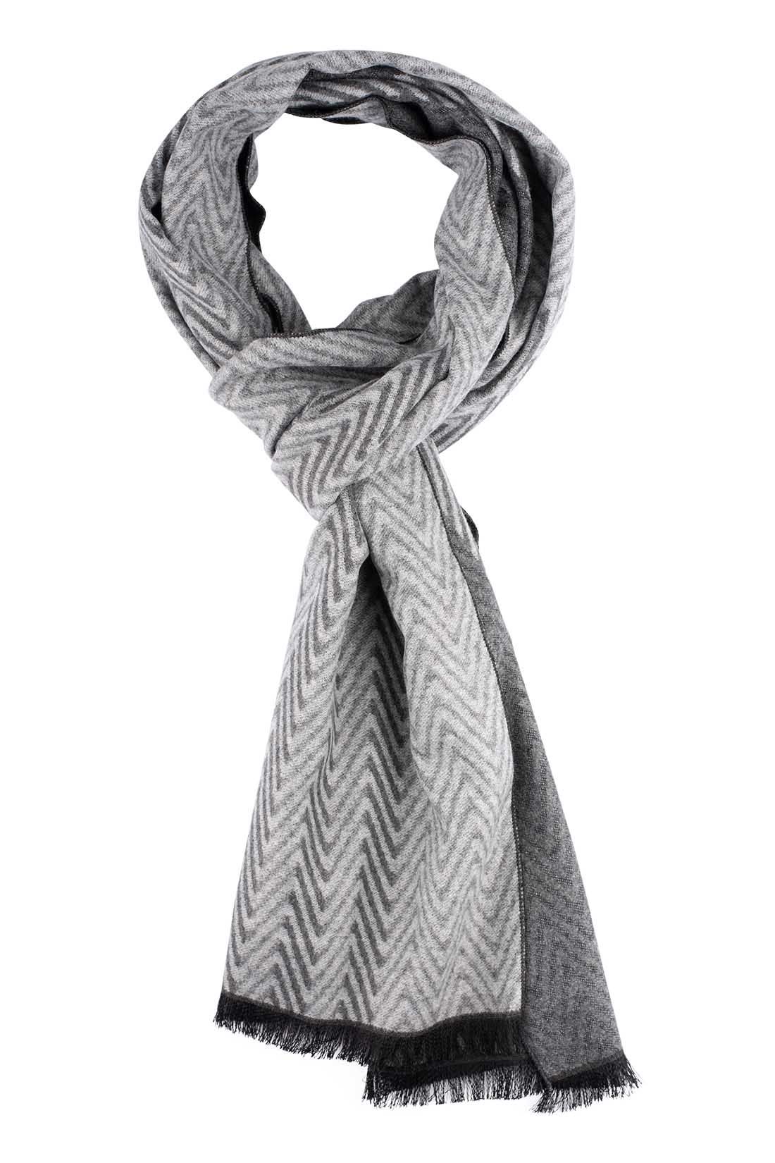 Grey Geometric Wool Scarf for Men