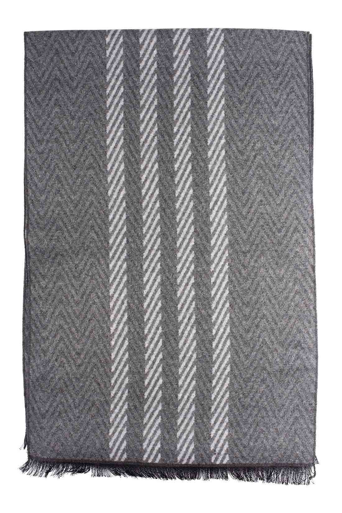 Grey Geometric Wool Scarf for Men