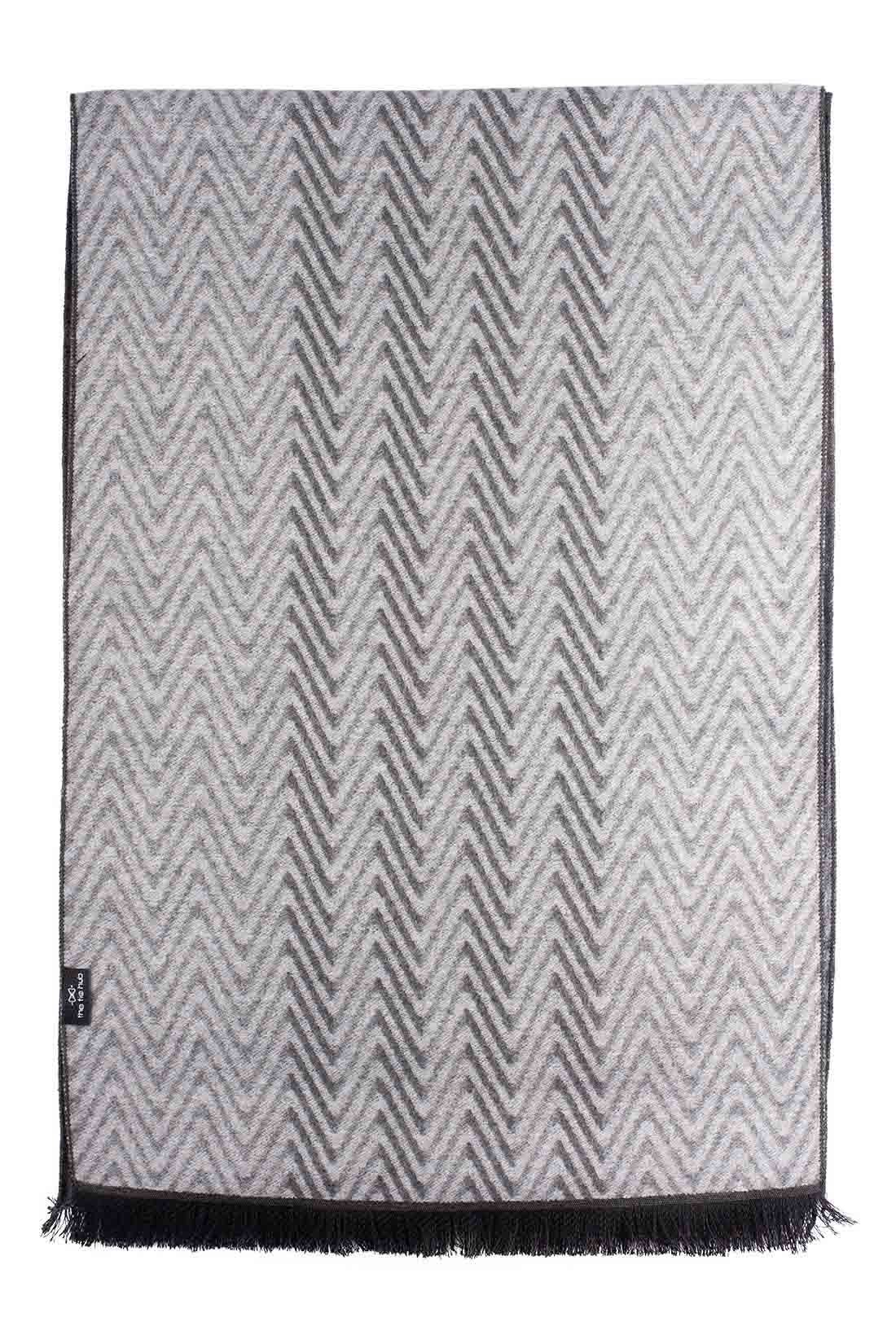 Grey Geometric Wool Scarf for Men