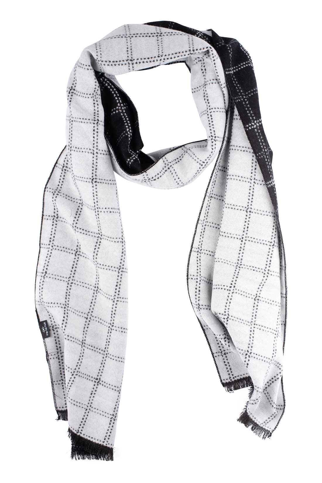 Black Checked Wool Scarf for Men