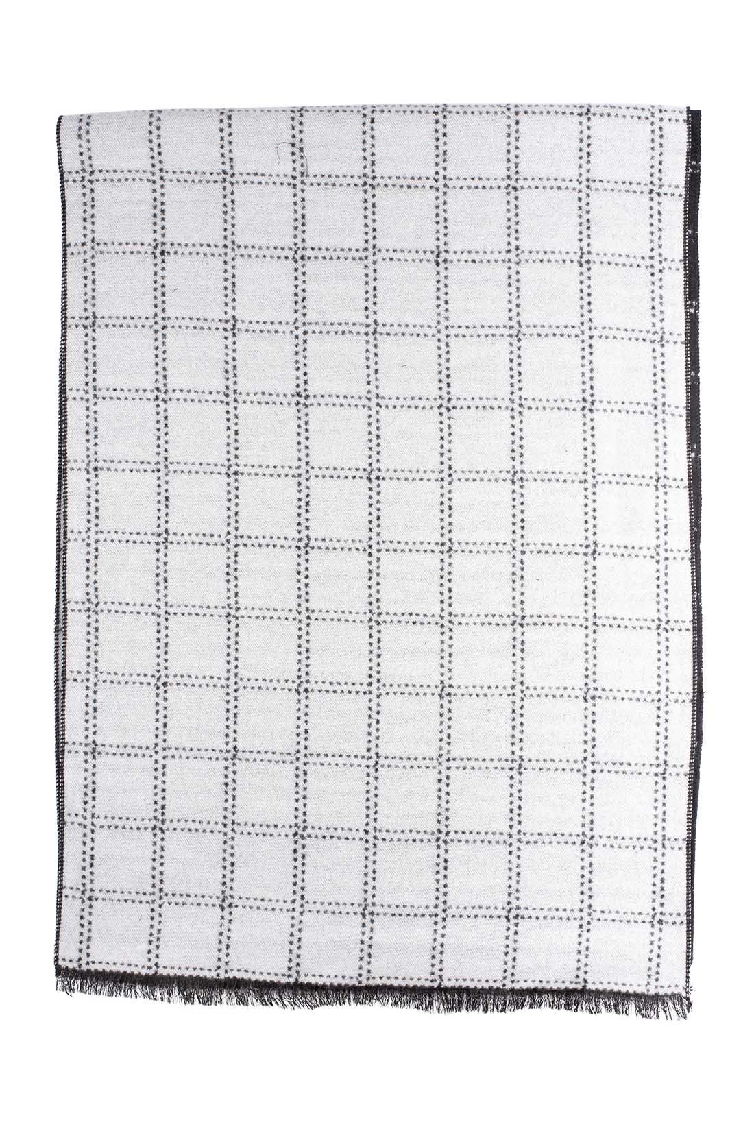 Black Checked Wool Scarf for Men