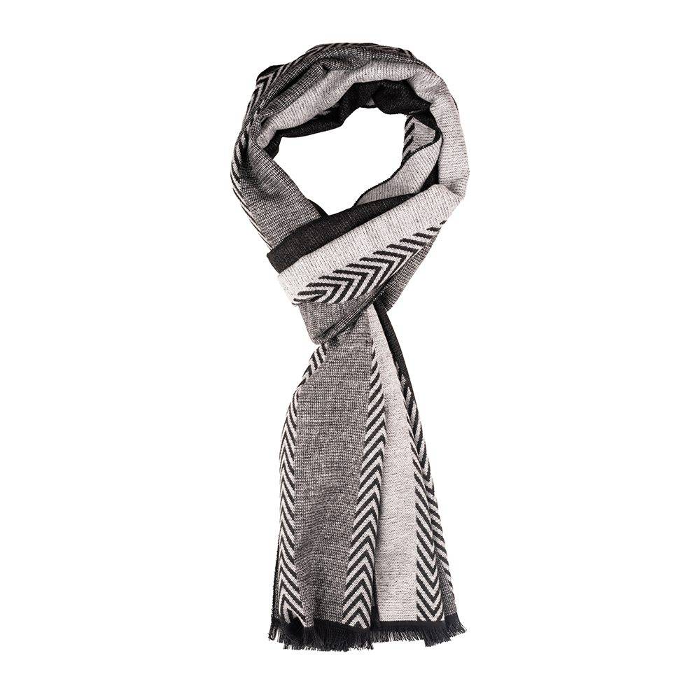 Grey Geometric Wool Scarf for Men