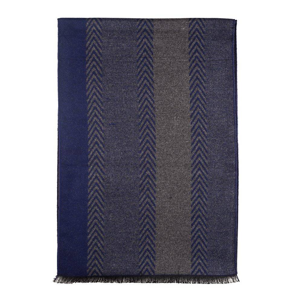 Blue Geometric Wool Scarf for Men