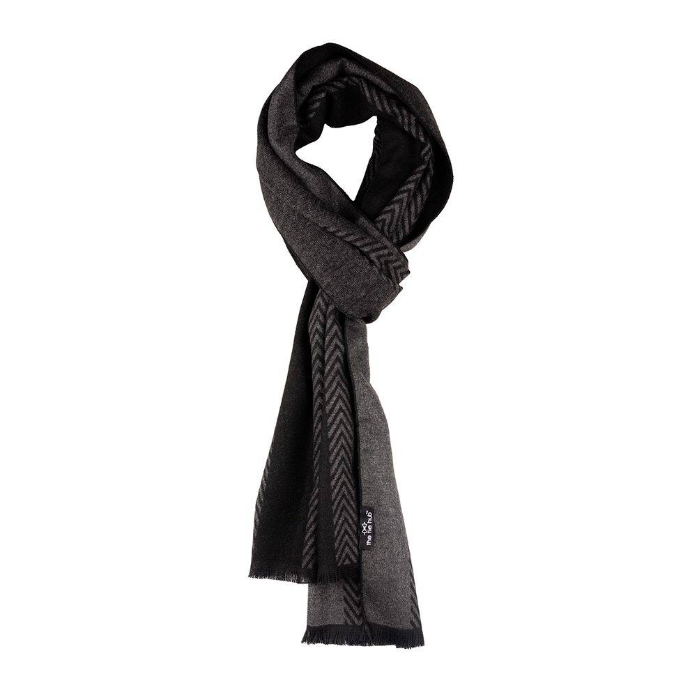 Grey Geometric Wool Scarf for Men