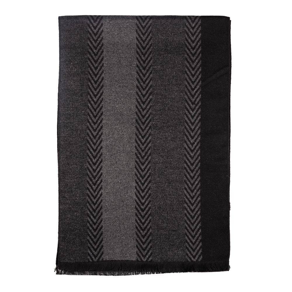 Grey Geometric Wool Scarf for Men