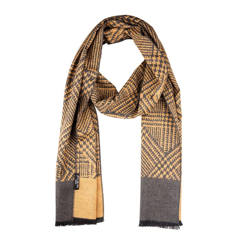 Yellow Textured Wool Scarf for Men