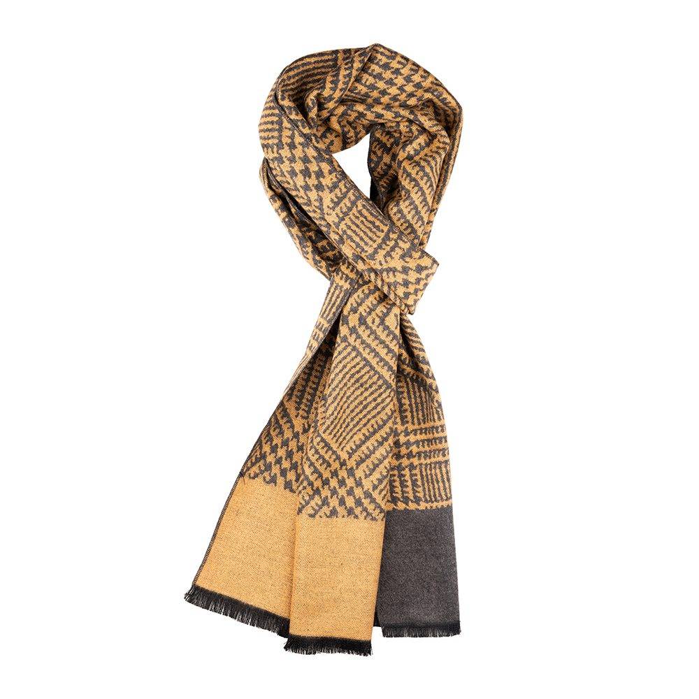 Yellow Textured Wool Scarf for Men