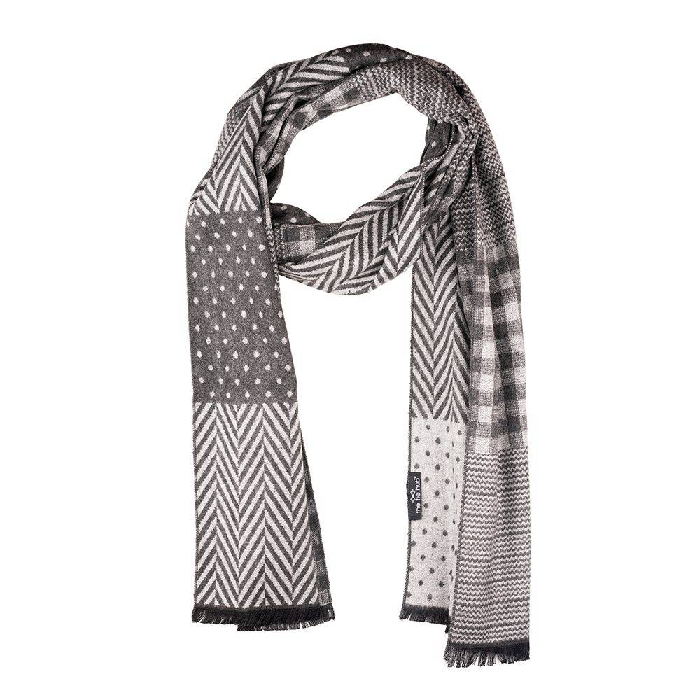 Grey Geometric Wool Scarf for Men
