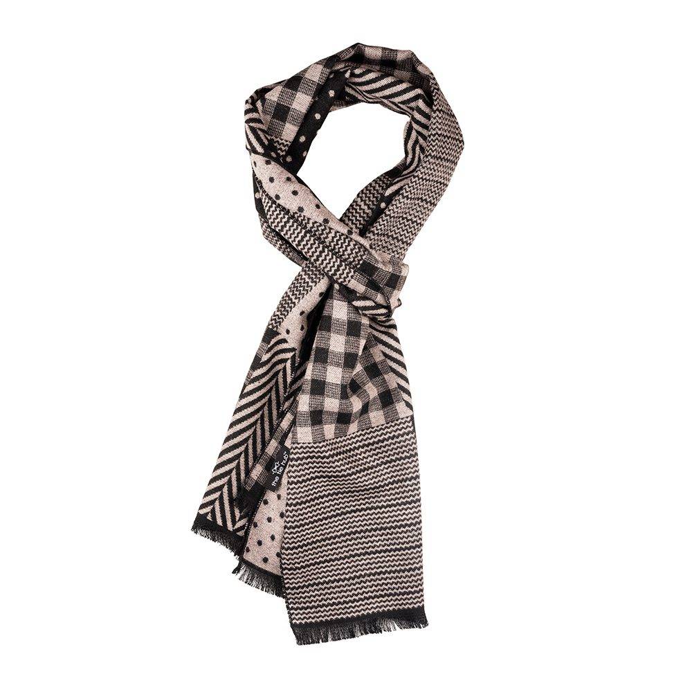 Black Geometric Wool Scarf for Men
