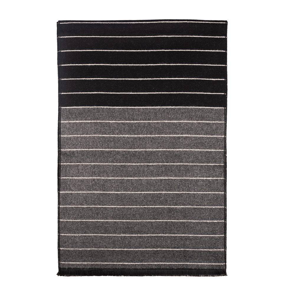 Grey Striped Wool Scarf for Men