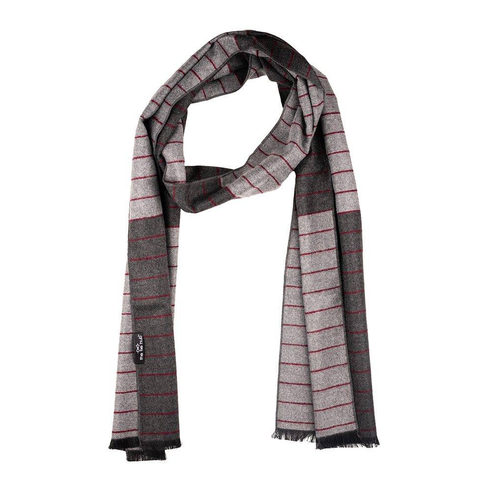 Grey Striped Wool Scarf for Men