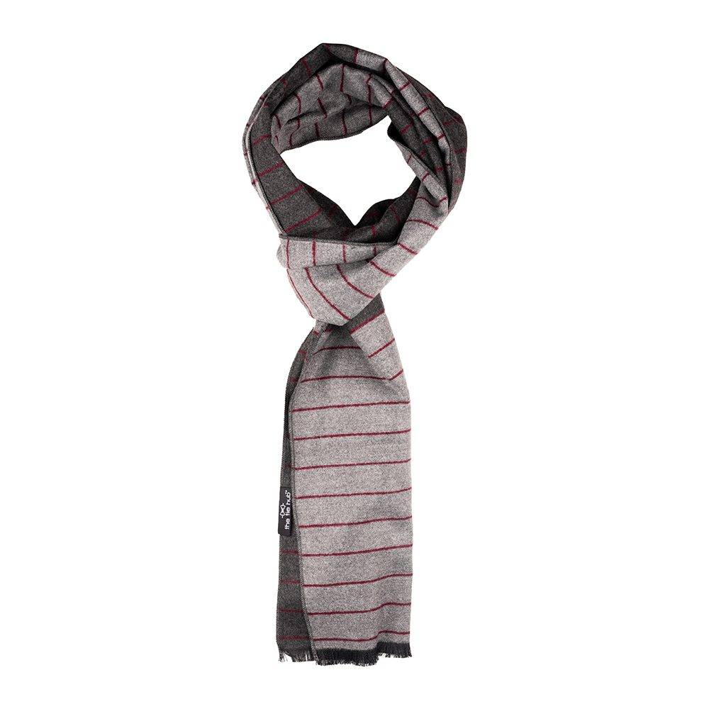 Grey Striped Wool Scarf for Men