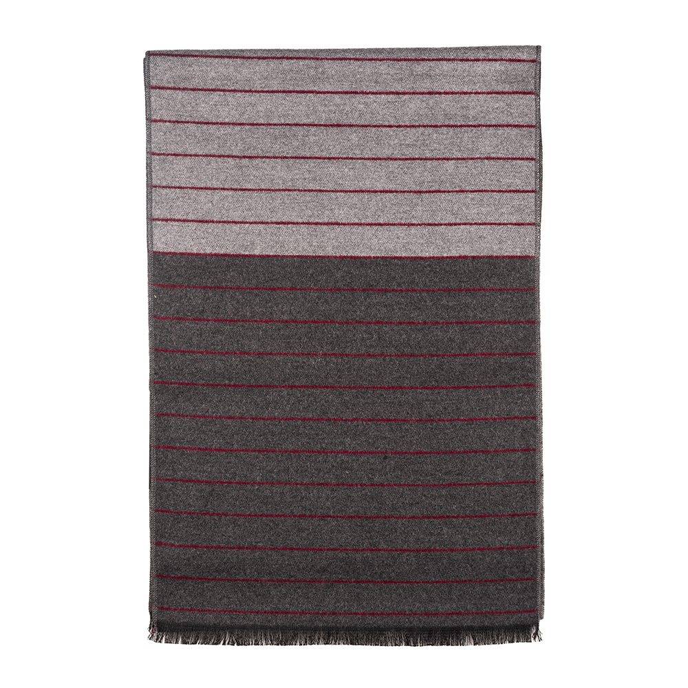 Grey Striped Wool Scarf for Men