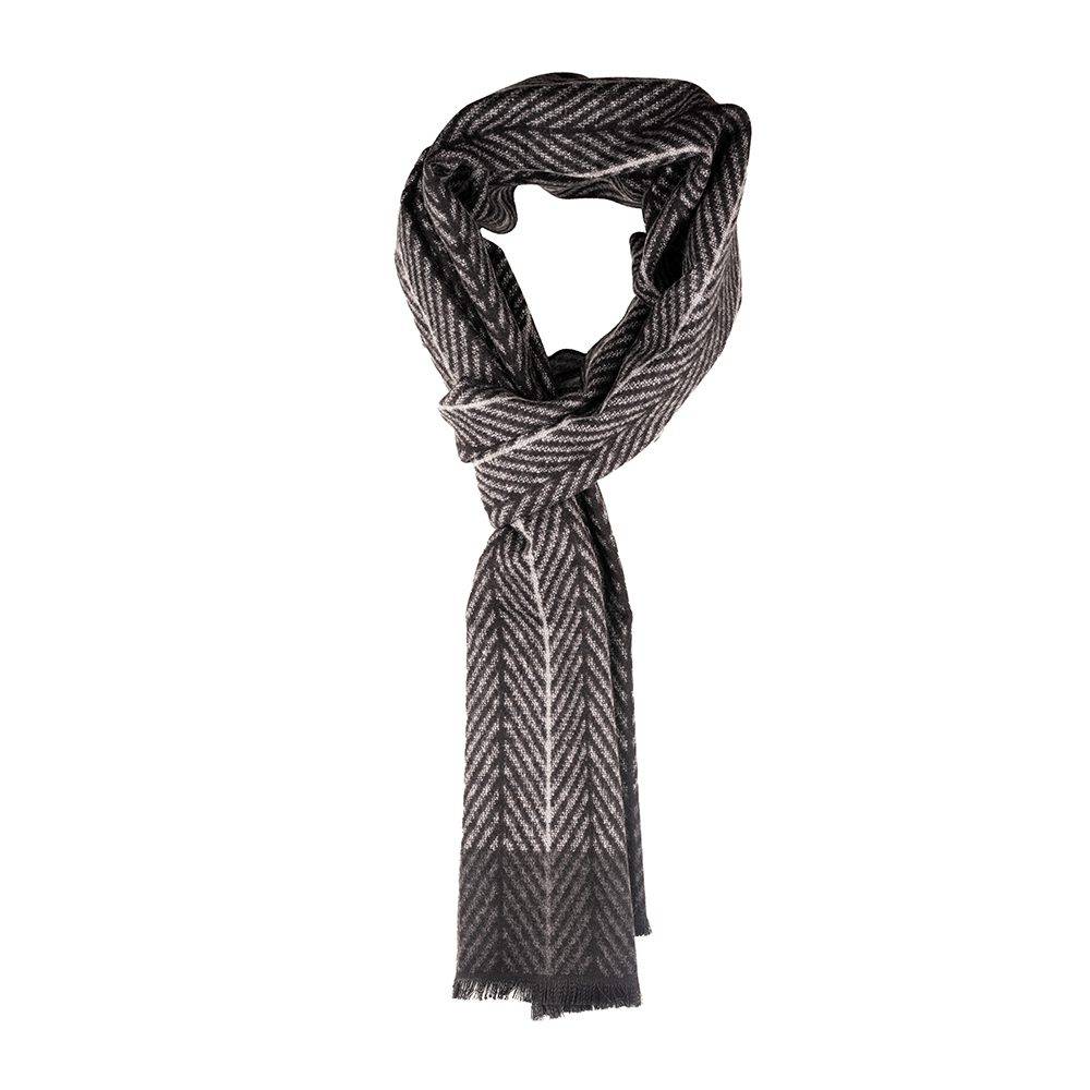 Grey Herringbone Wool Scarf for Men